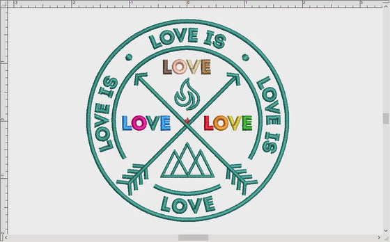 Embroidery Files: "Love is Love is Love" (Bradford's Song) in Seven Sizes Between 3.5 and 7.8 Inches