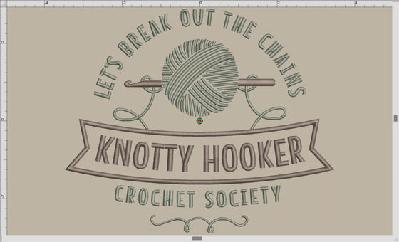 Embroidery: "Knotty Hookers Crochet Society" - 5, 6, 7, 8, 9, 10, and 12 Inches