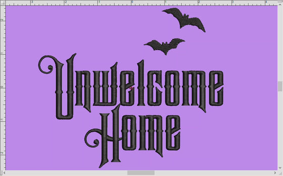 Machine Embroidery: Gothic "Unwelcome Home" Inspired by Haunted Mansion (Four Sizes, One Thread Color)