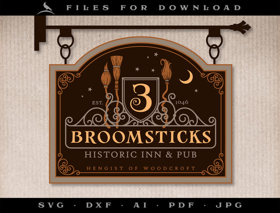 Art & Cut Files: SET of Magical Broomsticks Inn Designs