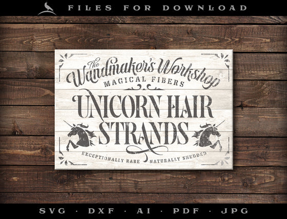 Art & Cut Files: Wandmaker's Unicorn Strands - Stencil Design - Two Versions