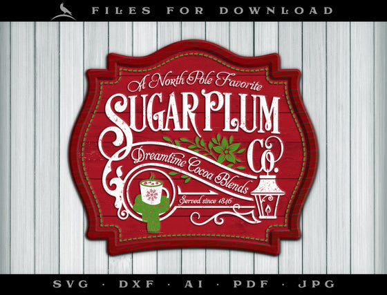 Art & Cut Files: "Sugar Plum Cocoas" Vintage-style Sign and Label