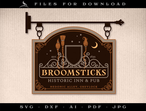 Art & Cut Files: SET of Magical Broomsticks Inn Designs