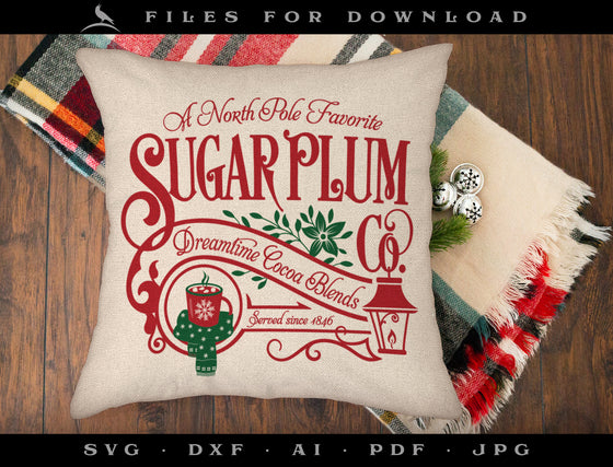 Art & Cut Files: "Sugar Plum Cocoas" Vintage-style Sign and Label