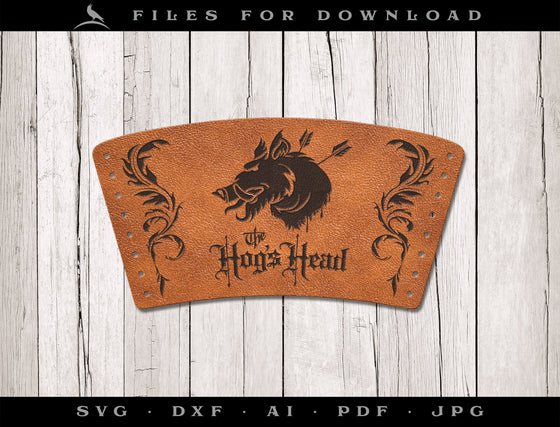 Laser Project: Leather Drink Sleeve "Hogs Head" Fits Standard 16 oz. Pint Glass