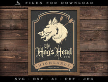  Art & Cut Files: "Hog's Head" Pub Sign, Pennant, Drink Sleeve, and T-Shirt Designs