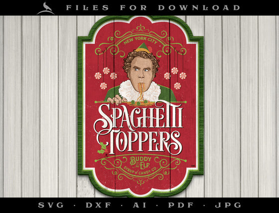 Art & Cut Files: Elf-inspired "Spaghetti Toppers" Sign & Poster