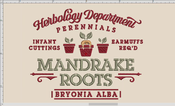 Machine Embroidery Files: "Mandrake Roots" Stencil-style Art (6.8, 7.8, and 10.8 Inches) Three Colors and Several Formats