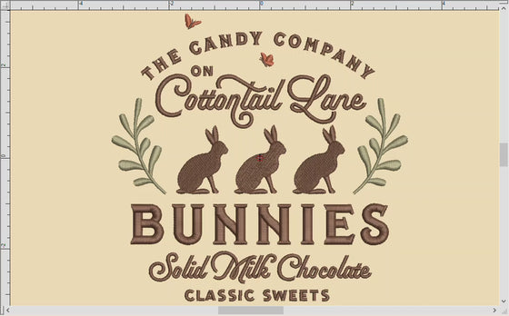 Machine Embroidery Files: "Cottontail Lane Bunnies" Spring Fun (6.5 and 7.5 Inches Wide)