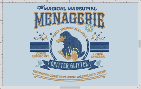 Machine Embroidery Files: "Magical Marsupial Critter Glitter" Magical Theme (6.9 & 7.8 Inches)