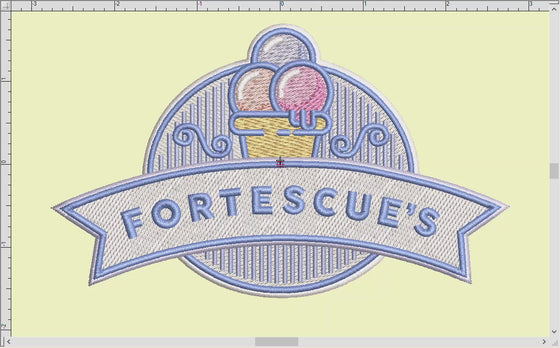 Embroidery Files: Magical Ice Cream Logo Art (Several Sizes 5 to 9 Inches Wide)