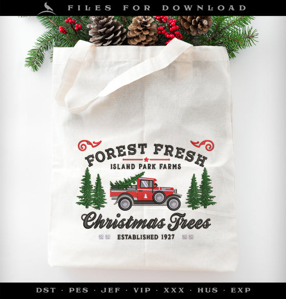 Machine Embroidery Files: "Forest Fresh Trees" Sign (7.8 & 11 Inches)