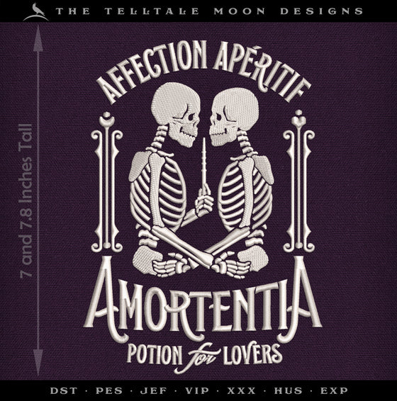 Machine Embroidery: Gothic Love Potion Label Design (7 and 7.8 Inches, Two Thread Colors)