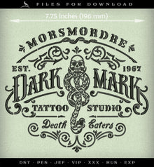  Machine Embroidery: Dark Mark Tattoo Stencil-style (7.75 Inches, One Color)