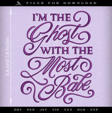  Machine Embroidery: "Ghost with Most" Typography, Two Sizes in Digital Format for Download