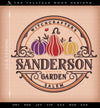 Machine Embroidery: Sanderson Gardens Sign Label (Two Sizes, Six Thread Colors, Several Formats)