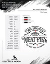 Machine Embroidery Files: "Mrs. Lovett's Meat Pies" Horror Humor (6.8 7.8, 11 Inches)