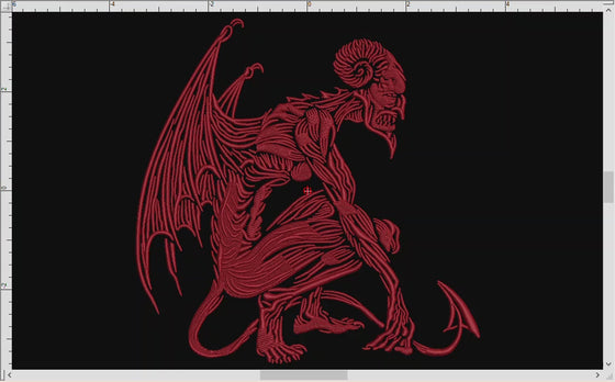 Machine Embroidery: Gothic Gargoyle Demon Woodcut (7, 7.8 and 10.5 Inches, One Thread Color)