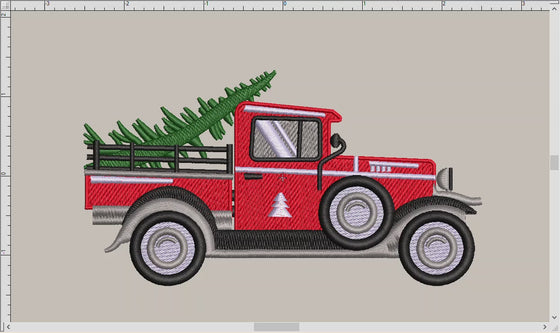 Machine Embroidery Files: Vintage Tree-delivery Truck (4, 5, and 6 Inches Wide)