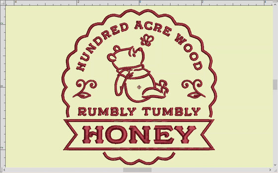 Machine Embroidery Files: "Rumbly Tumbly" Pooh Labels (4.5 and 5 Inch Versions)