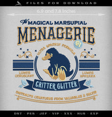  Machine Embroidery Files: "Magical Marsupial Critter Glitter" Magical Theme (6.9 & 7.8 Inches)