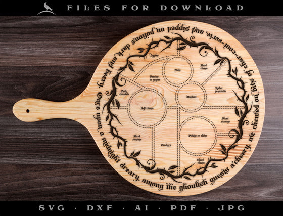 Poe-themed "The Raven" Charcuterie Art Set for Serving Boards